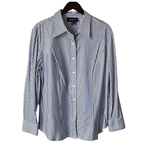 Jones New York Tops - Women's Jones New York Signature Lavender/White Blouse, 1X